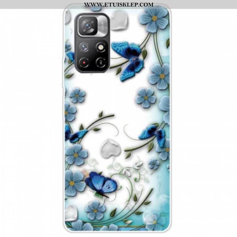 Etui do Xiaomi Redmi Note 11 Pro Plus 5G Niebieskie Kwiaty I Motyle